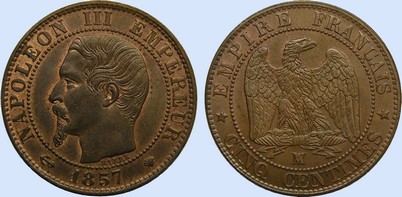 Cinq Centimes NAPOLEON III Tête nue